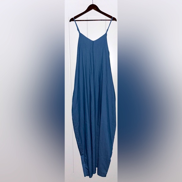 Flamingo‎ Strappy Oversize Denim Style Maxi Dress Size 2XL Casual Family Travel - Picture 1 of 7
